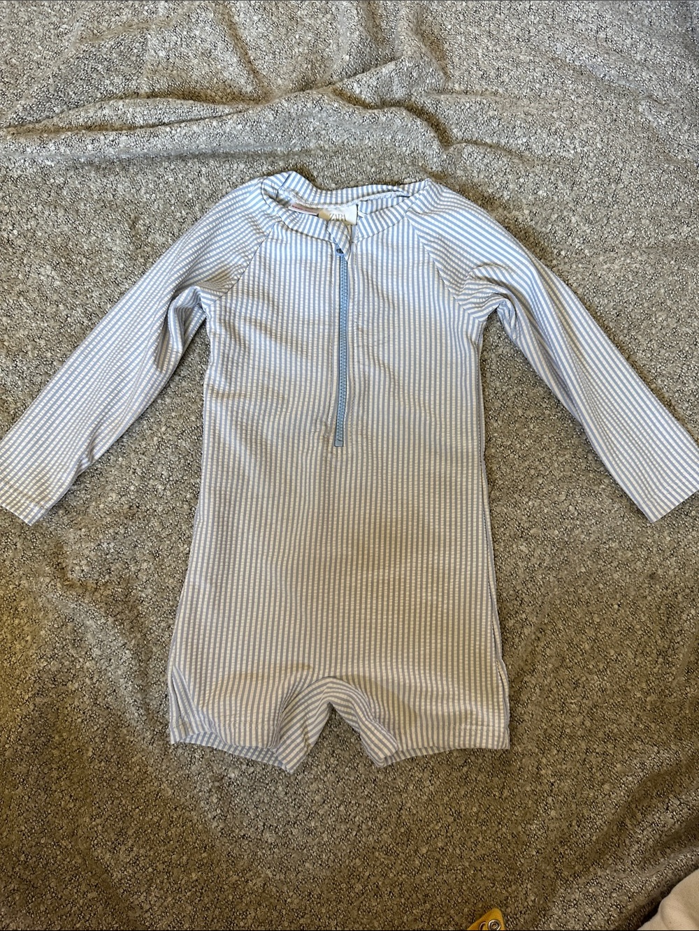 ZARA BABY | Blue & White Striped Zip-Front One-Piece | 12 M - Picture 2 of 5